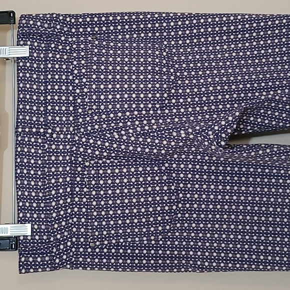 Verve Blues Cream Blue Geometric Print Ankle Pants Sz 6 - Picture 4 of 5